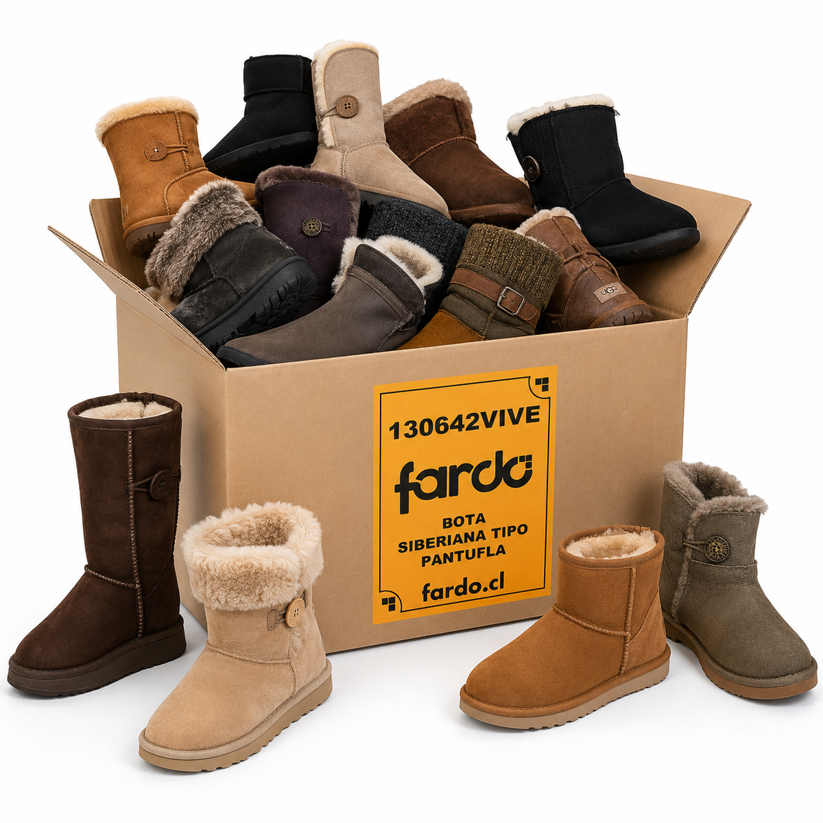 Caja Botas y Botines Siberianos Tipo Pantufla Premium Mujer 20 Kilos