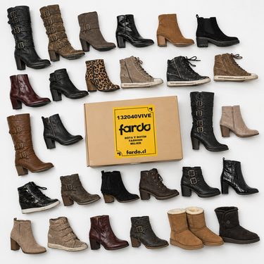 Selección de botas y botines mujer en caja de 14 kilos – Fardo.cl