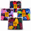 Pack de 4 sacos de ropa de ski infantil premium, con etiquetas originales Fardo 220402VIVE y surtidos variados, sobre fondo blanco. Foto referencial.