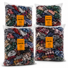 Pack de 4 sacos de camisas y blusas de franela surtidas, cada uno con su etiqueta original Fardo 280192VIVE, sobre fondo blanco. Foto referencial.