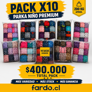 Pack X10 - Fardo Parkas Modernas Niños Invierno 200 kg