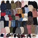 Saco mixto invierno surtido prendas mujer hombre niño 45kg flatlay - mayorista Fardo.cl