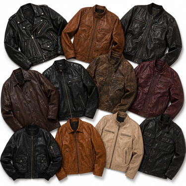 Detalle del fardo de chaquetas de cuero para hombre: modelos biker, clásicos y urbanos – Fardo.cl