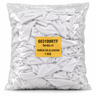 Bolsa transparente de 1 kg con paños cortados de polera de algodón blanco, sobre fondo blanco. SKU 603199RTF.