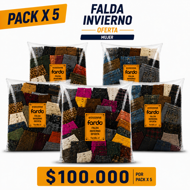 pack x5 faldas juvenil invierno premium fardo