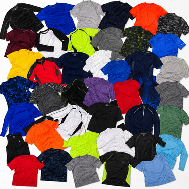Flatlay poleras deportivas usadas americanas saco 25 kg 712425MTG