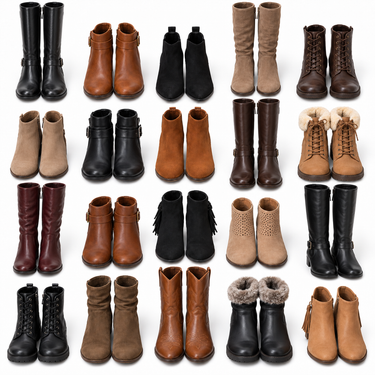 Foto referencial: 20 pares surtidos de botas altas y botines de mujer, SKU 712505USM