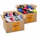 Pack de zapatillas niño 713400USM y zapatos de fútbol niño 719864MTG: dos cajas con etiquetas Fardo sobre fondo blanco. Foto referencial.