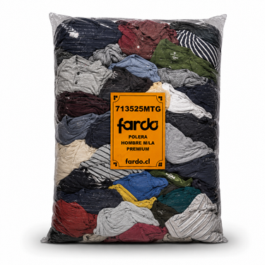 Saco Poleras Hombre Manga Larga Premium con aproximadamente 90 a 100 prendas de ropa usada importada para reventa, ideal para tiendas, ecommerce y emprendedores