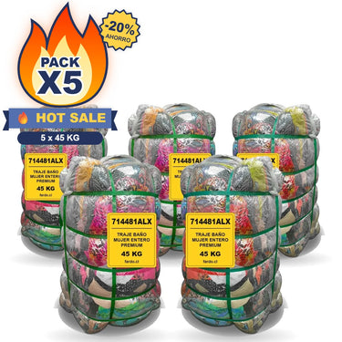 Pack X5 Traje de Baño Mujer Oferta 225 kg: 5 fardos de 45 kg SKU 714481ALX – Fardo.cl (FOTO REFERENCIAL)