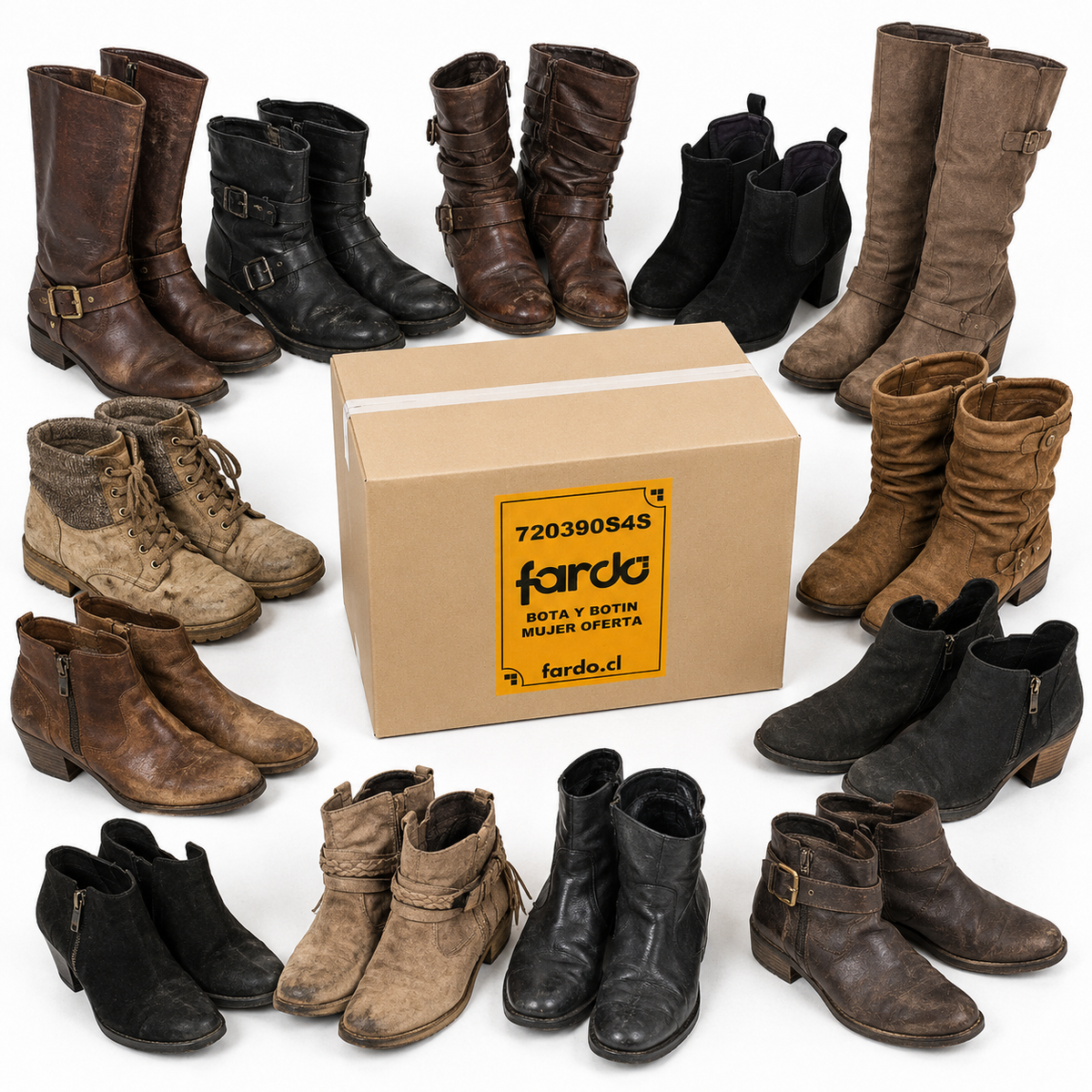 Caja Botas y Botines Mujer Oferta Primera y Segunda Selección 10 Kilos - Disponible