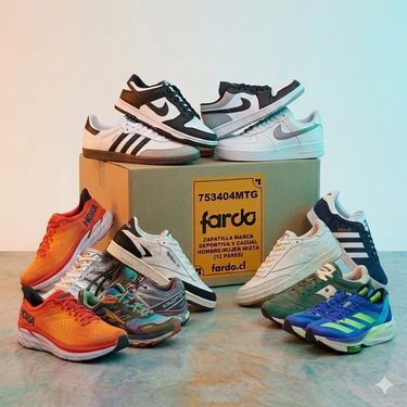 Caja zapatillas deportivas hombre y mujer crema 12kg vista detalle - calzado usado mayorista Fardo.cl