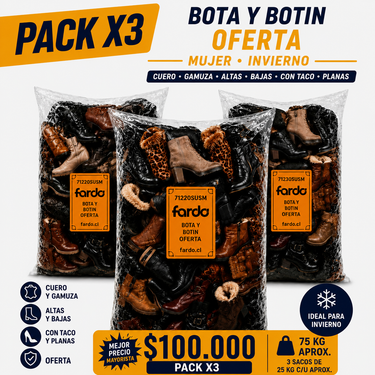 Pack X3 Calzado Mujer Bota & Botín 75 Kg